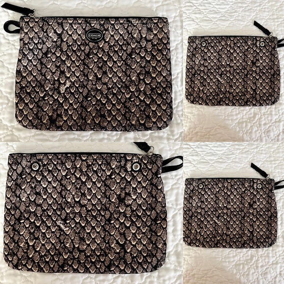 Coach-Ocelot Weekender Gunmetal Snake print Packable Totes/pouches (4) Piece Set - Picture 7 of 16